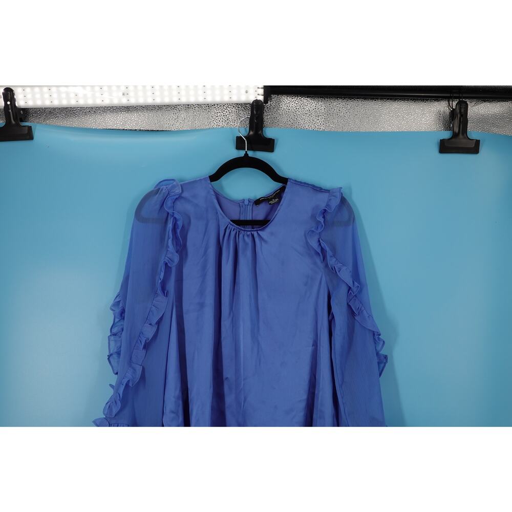French Connection Blue Ruffle Top Size M - Picture 2 of 8